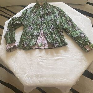 Green Crinkled Fabric Jacket
